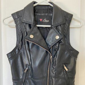 Guess vest, black leather XS